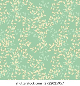 Zweige Baum verlässt reiche Vektor nahtlose Muster. Sommer Mode Kleid Stoffdruck. Blumenmuster aus Garten- oder Hauspflanzenblättern. Illustration zu Pflanzenzweigen. Baumblattdruck.

