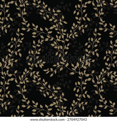 Branches tree leaves rich vector seamless pattern. Summer fashion dress fabric print. Garden or houseplant foliage floral pattern. Plant twigs illustration. Tree foliage print.
