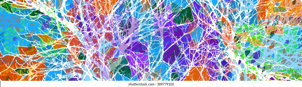The branches of the tree mosaic horizontal background. Vector