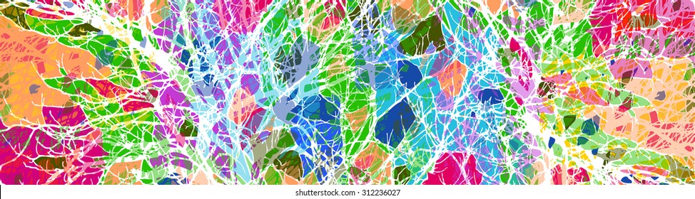 The branches of the tree mosaic horizontal background. Vector