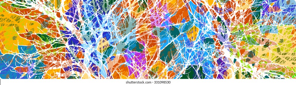 The branches of the tree mosaic horizontal background. Vector