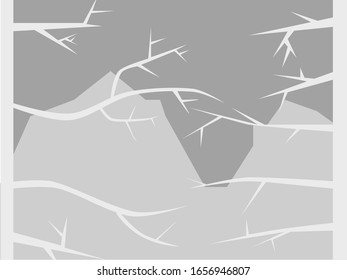 The branches of the trees with the mountains in the background. Mysterious and mystical illustrations. A dark image. Illustrations.