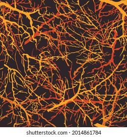 Branches of trees on a black background. Forest pattern. Print for clothes. Fashionable style.