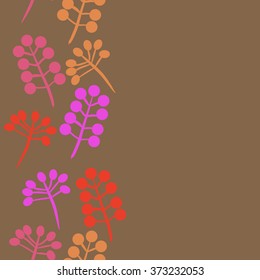 Branches, twigs,  floral pattern, doodles, ellipses, seamless, vertical, copy space. Hand drawn.