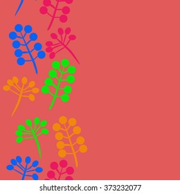 Branches, twigs,  floral pattern, doodles, ellipses, seamless, vertical, copy space. Hand drawn.