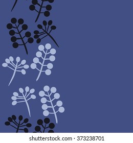 Branches, twigs,  floral pattern, doodles, ellipses, seamless, vertical, copy space. Hand drawn.