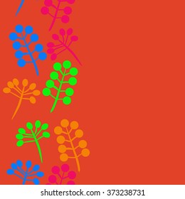 Branches, twigs,  floral pattern, doodles, ellipses, seamless, vertical, copy space. Hand drawn.