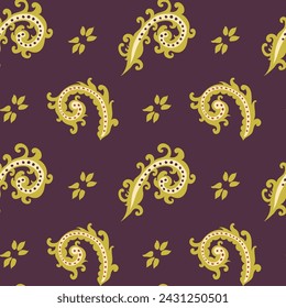 Branches and twigs swirl with leaves and foliage. Modern simple composition, floral ornament for rugs, carpets and decoration. Seamless pattern, wallpaper print background. Vector in flat style