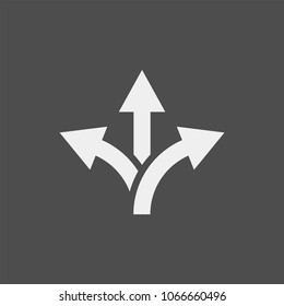 Branching arrow flat vector icon. Arrow triple flat vector icon