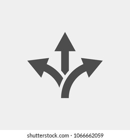 Branching arrow flat vector icon. Arrow triple flat vector icon