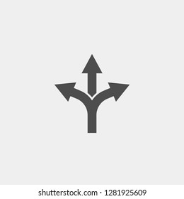 Branching arrow flat vector icon. Arrow triple flat vector icon