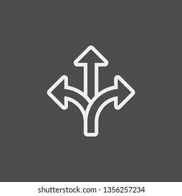 Branching arrow flat vector icon. Arrow triple flat vector icon
