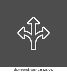 Branching arrow flat vector icon. Arrow triple flat vector icon