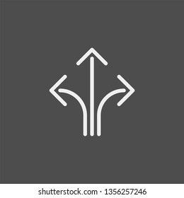 Branching arrow flat vector icon. Arrow triple flat vector icon