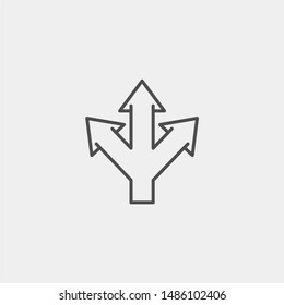 Branching arrow flat vector icon. Arrow triple flat vector icon