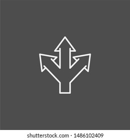 Branching arrow flat vector icon. Arrow triple flat vector icon