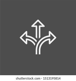 Branching arrow flat vector icon. Arrow triple flat vector icon