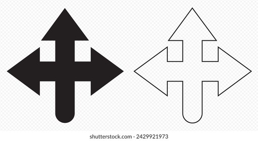 Branching arrow flat vector icon. Arrow triple flat vector icon