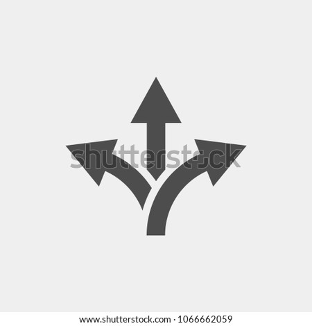 Branching arrow flat vector icon. Arrow triple flat vector icon