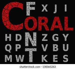 Branchy alphabet. Vector.