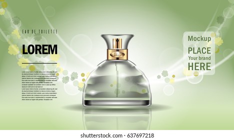 Brand 3D cosmetic vector illustration perfume premium product for woman vintage