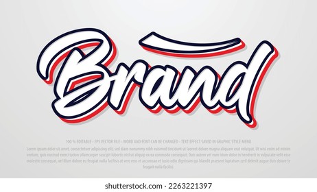 Plantilla de efecto de texto editable de estilo 3d para marca comercial y logotipo
