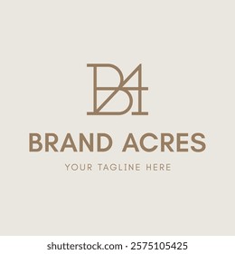 Brand Acres Logo.  Letter BA Initial Minimalist Simple Symbol Monogram Livestock Branding Style Vector Design Template