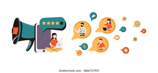 Brand advocate abstract concept vector illustration. Brand attorney, digital marketing, internet, trademark advocacy strategy, positive image creation, social media comments abstract metaphor.