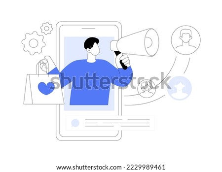 Brand advocate abstract concept vector illustration. Brand attorney, digital marketing, internet, trademark advocacy strategy, positive image creation, social media comments abstract metaphor.