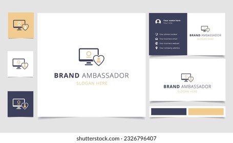 Brand ambassador logo design with editable slogan. Branding book and business card template.