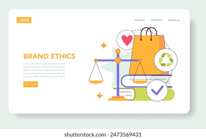 Brand Authenticity concept. A visual interpretation of ethical business practices with balance, love, and sustainability. Consumer trust and eco-friendly commitment. Vector illustration.