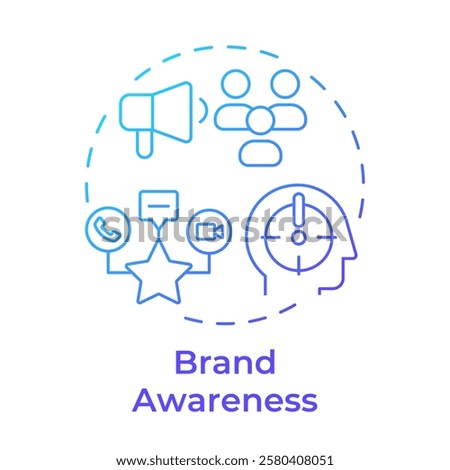 Brand awareness blue gradient concept icon. Communication types. Marketing, promotion. Round shape line illustration. Abstract idea. Graphic design. Easy to use in infographic, presentation