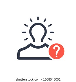 Brand awareness icon with question mark, help, how to, info, query symbol