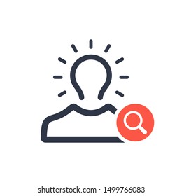 Brand awareness icon with research sign, explore, find, inspect symbol