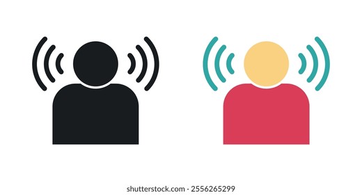Brand awareness icon set in black and colored versions.