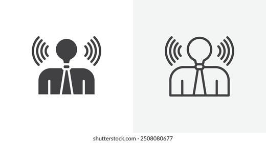 Brand awareness icon in solid and outlined style