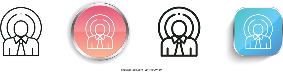 icono de reconocimiento de marca. Diseño delgado de estilo lineal, regular y de Botón aislado sobre fondo blanco