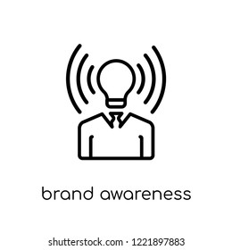 brand awareness icon. Trendy modern flat linear vector brand awareness icon on white background from thin line general collection, editable outline stroke vector illustration