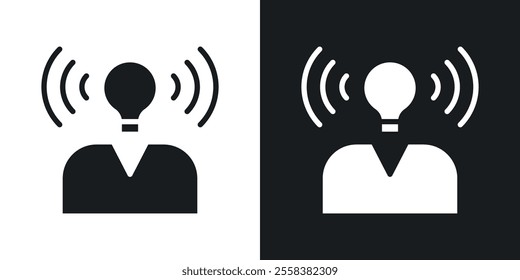 Brand awareness icons in solid black and white colors