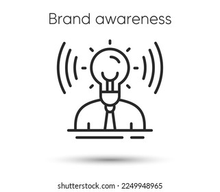 Brand awareness line icon. Business idea sign. Person with lightbulb symbol. Illustration for web and mobile app. Line style business brand icon. Editable stroke success marketing. Vector illustration