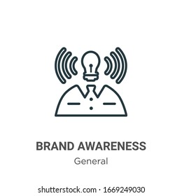 Brand awareness outline vector icon. Thin line black brand awareness icon, flat vector simple element illustration from editable general concept isolated stroke on white background