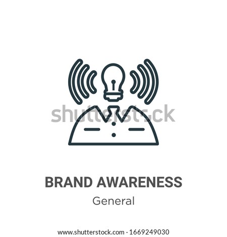 Brand awareness outline vector icon. Thin line black brand awareness icon, flat vector simple element illustration from editable general concept isolated stroke on white background