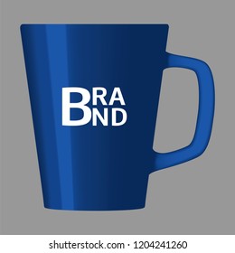 Brand blue cup icon. Realistic illustration of brand blue cup vector icon for web design