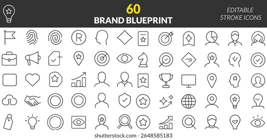 Brand Blueprint Icon Set Collection of Editable Stroke Icons for Business, Marketing, and Creative Projects, Offering Versatile Visual Solutions