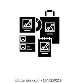 Brand book black icon, vector sign on isolated background. Brand book concept symbol, illustration 