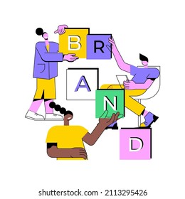 Brand building abstract concept vector illustration. Building brand awareness, marketing strategy, branding management, corporate ID, communication strategy, commercial story abstract metaphor.