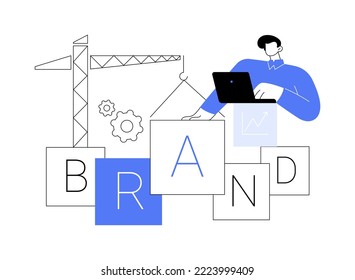 Brand building abstract concept vector illustration. Building brand awareness, marketing strategy, branding management, corporate ID, communication strategy, commercial story abstract metaphor.