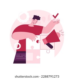 Brand building abstract concept vector illustration. Building brand awareness, marketing strategy, branding management, corporate ID, communication strategy, commercial story abstract metaphor.