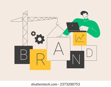 Brand building abstract concept vector illustration. Building brand awareness, marketing strategy, branding management, corporate ID, communication strategy, commercial story abstract metaphor.