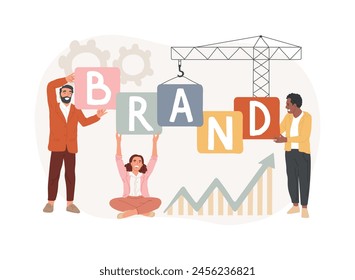 Brandes Gebäudekonzept Vektorillustration. Brandes Bewusstsein schaffen, Marketingstrategie, Markenmanagement, Corporate ID, Kommunikationsstrategie, kommerzielle Story-Vektorgrafik.